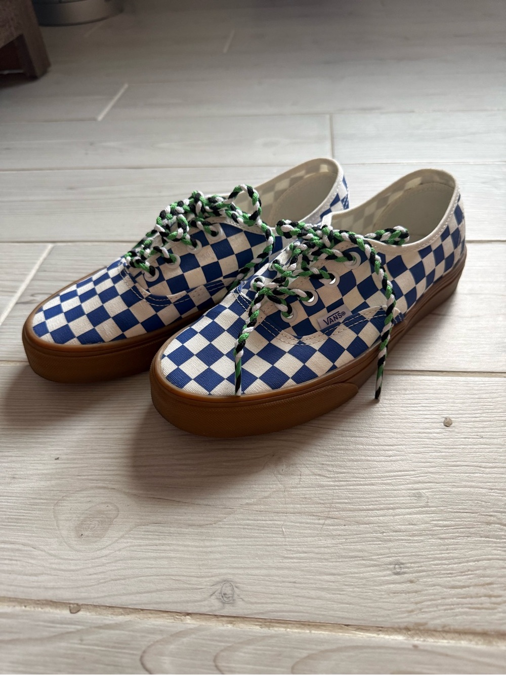 Vans Blue Checkerboard Shoes - Picture 2 of 4